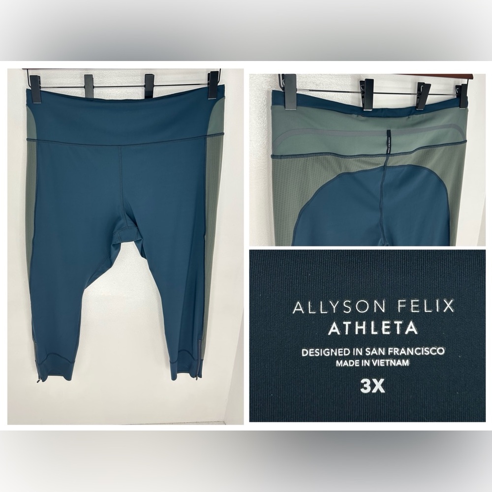 Athleta Allyson Felix‎ Legend Mesh 7/8 Tight Size 3X Ankle Zipper Gym 39x25